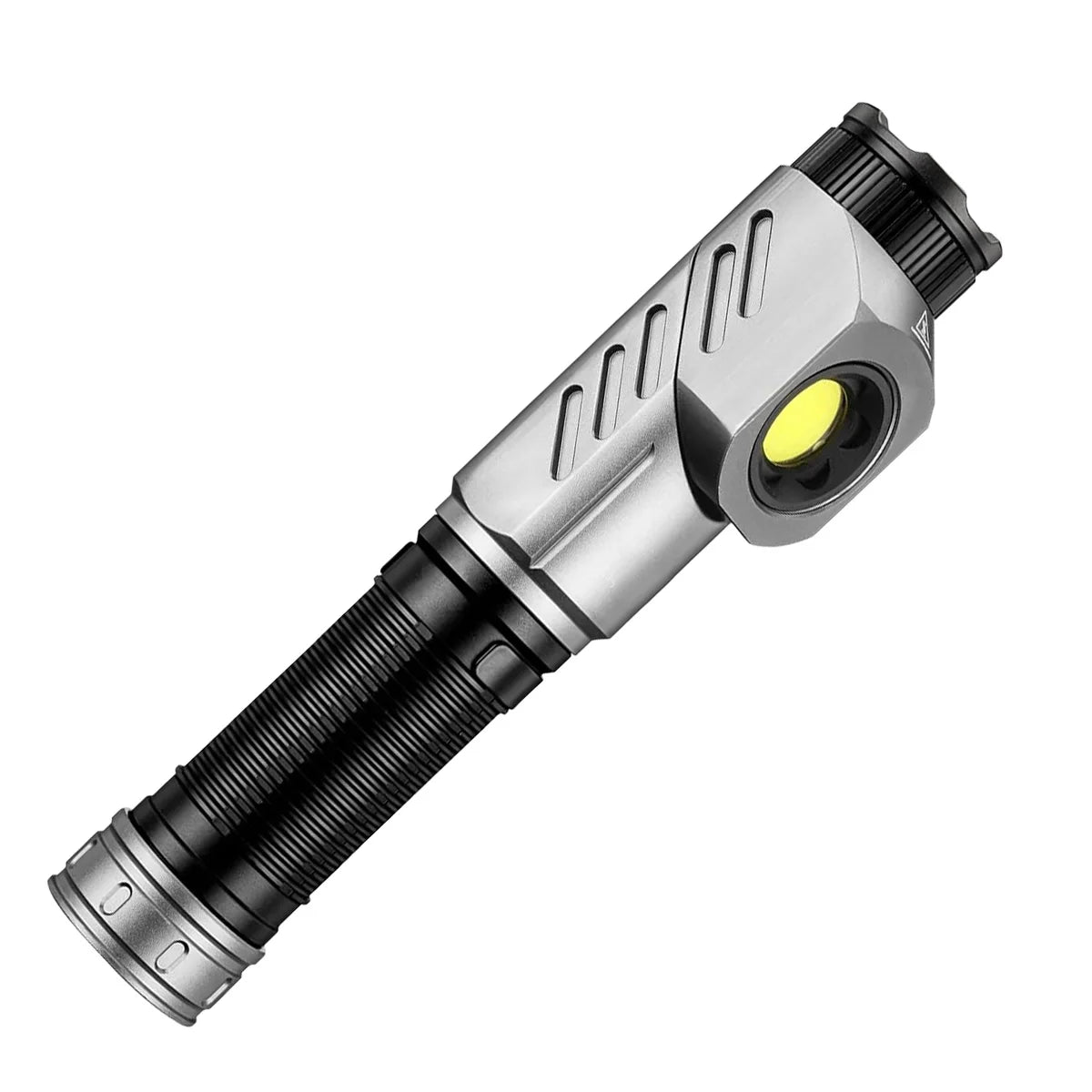 Rotating Flashlight 1300 Lumens USB Rechargeable 4500mAh Removable Battery Aluminum Alloy with Swivel Head Magnetic Base Clip Ad