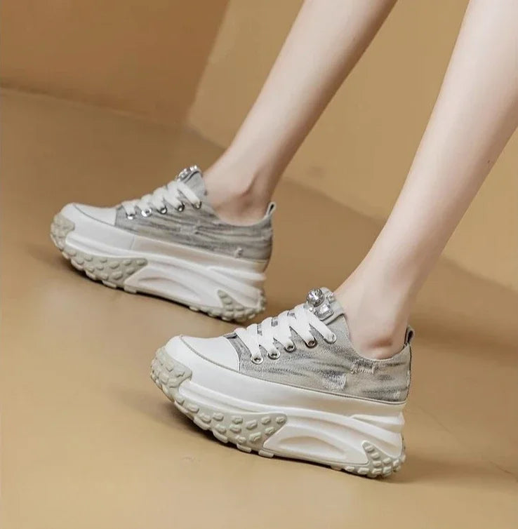 Women's Shoes High on Platform Retro Ladies Footwear Y2k Fashion Casual Light Cheap Offer Daily Routine 39 Vulcanized Shoe Deals