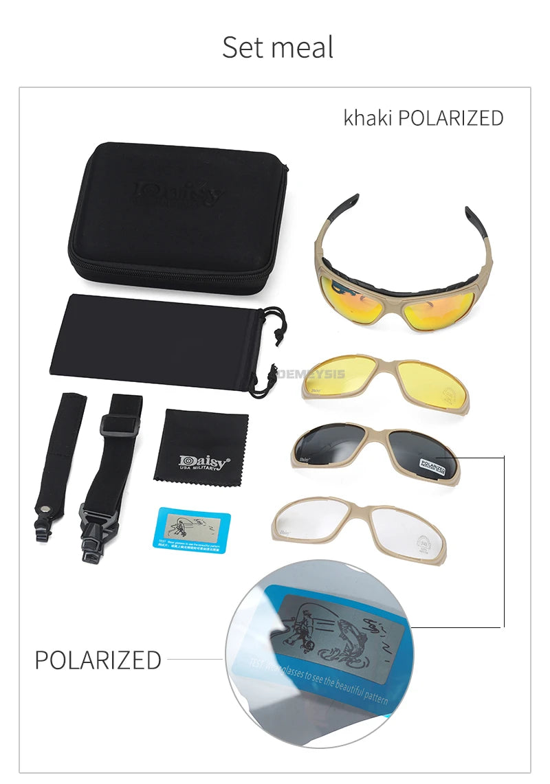 Tactical Glasses Outdoor Safety Polarized Sunglasses UV Protection for Hunting Biking Cycling Hiking Motorcycle Safety Eyewear