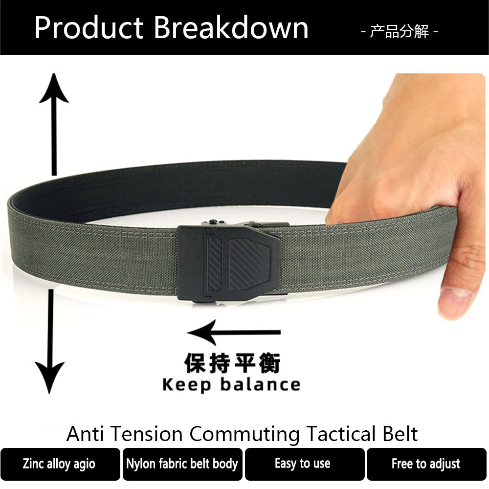 TUSHI Tactical Military Belt for Men Sturdy Nylon Metal Automatic Buckle Police Duty Gun Belt Outdoor Girdle IPSC Accessories