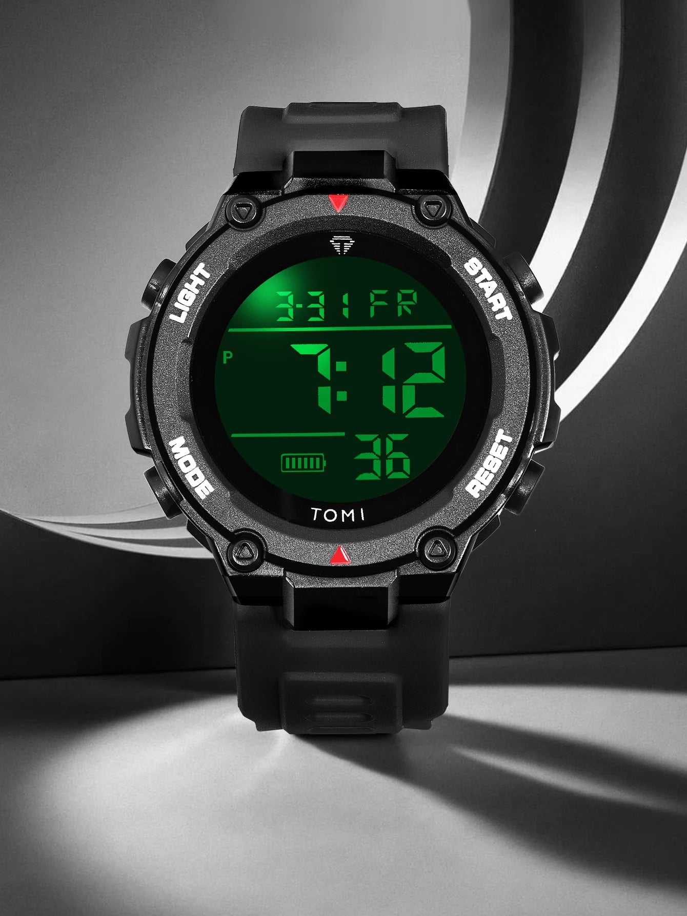 TOMI Tactical Digital Watch Military Green Black 4-Button Sport Modes Shockproof Waterproof Outdoor Hiking