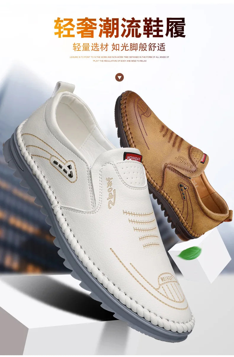 Handmade Leather Shoes Men Casual Sneakers Comfort Design Man Shoe Business Leather Loafers Men Shoes Moccasins Tooling Shoe