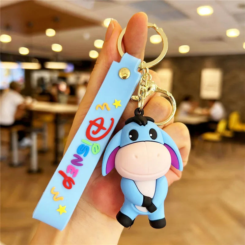 New Cartoon Anime Disney Keychain Mickey Mouse Minnie Lilo & Stitch Doll Keyring Ornament Key Chain Car Pendant Kids Toys Gift