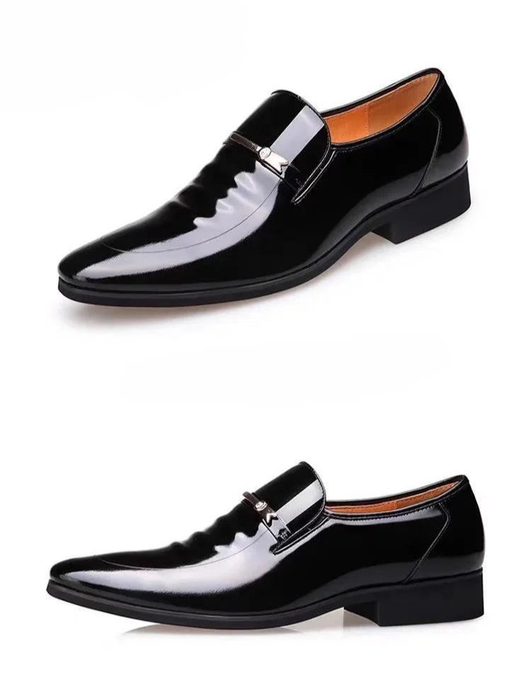 Social Shoe for Men Pointed Toe Office Patent Leather Bright Upper Dress Shoes Man Footwear Low Price Cheap Clearance Legitimate