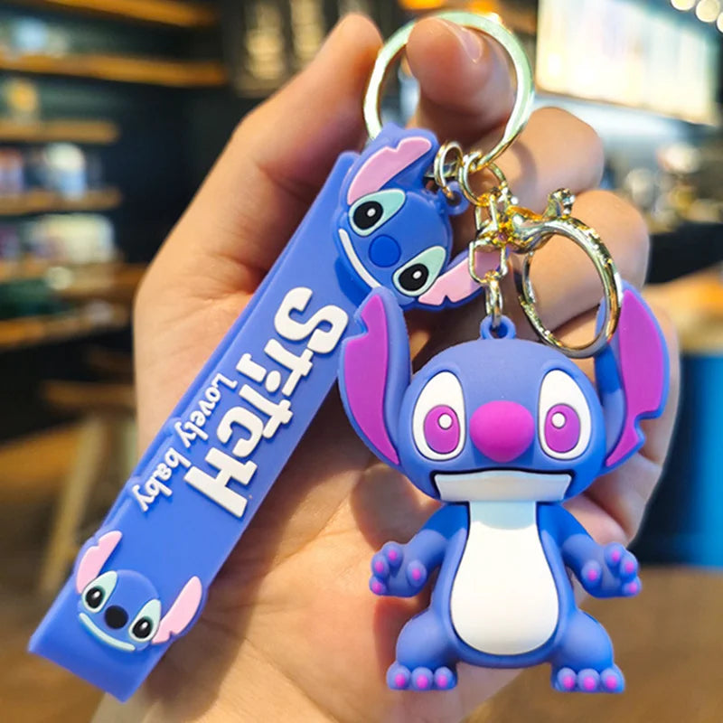 Wholesale Anime Disney Keychain New Mickey Mouse Minnie Lilo & Stitch Doll Keyring Ornament Key Chain Car Pendant Kid Toys Gifts