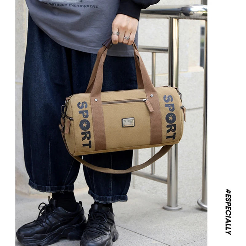 Gym Bag for Man Canvas Sports Fitness Tote Travel Luggage Handbag Outdoor Shoulder Duffle Training Tactical Bag Male Rucksack