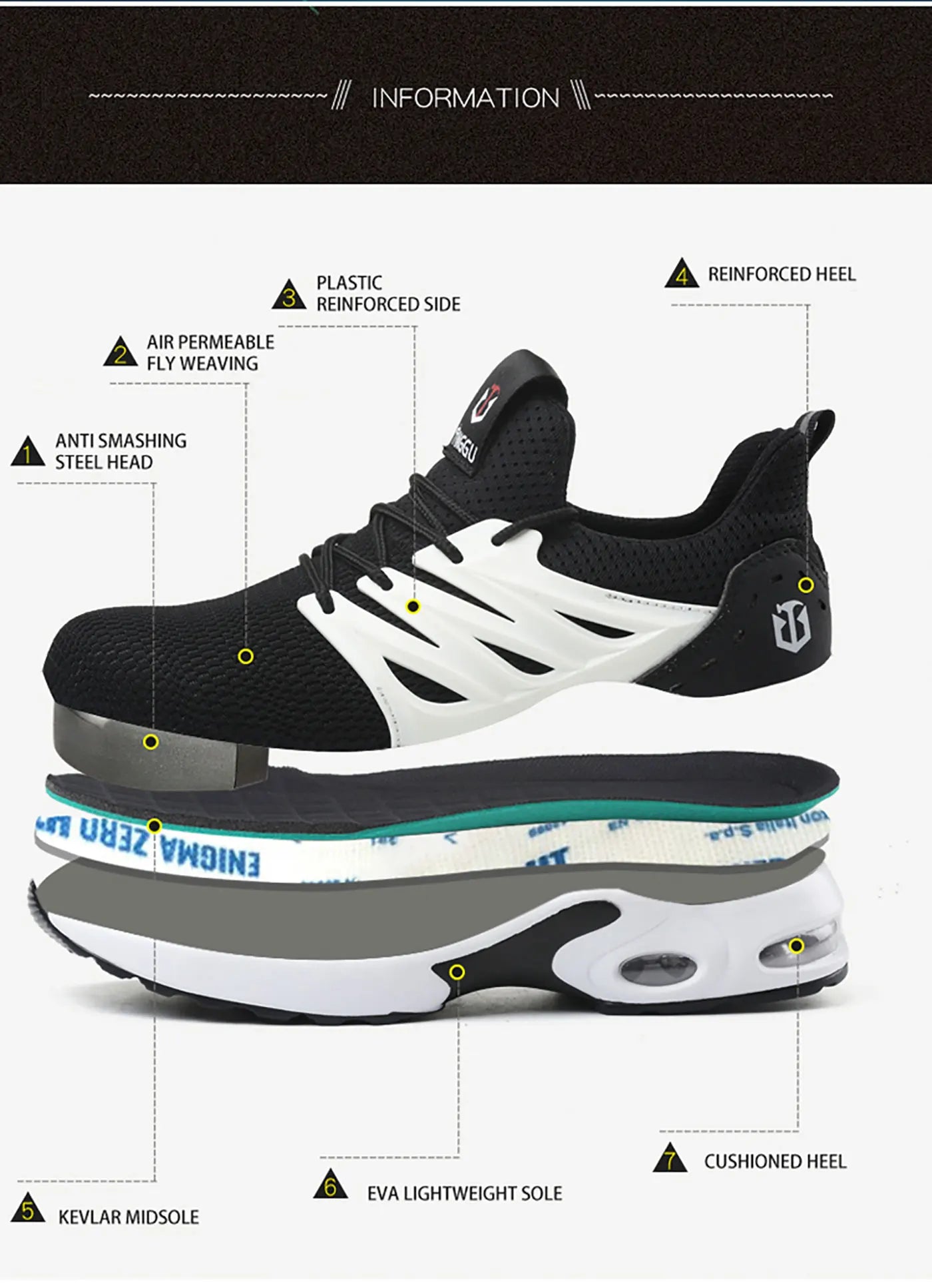 Safety shoes are anti smashing, anti piercing, lightweight, soft, comfortable, breathable, and protective work shoes