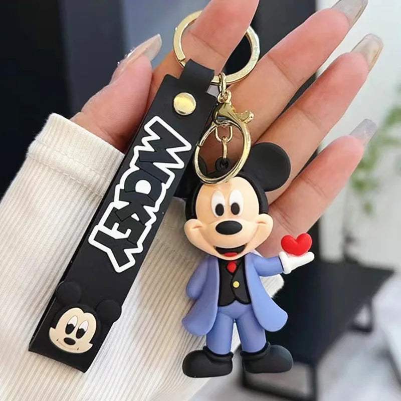 Wholesale Anime Disney Keychain New Mickey Mouse Minnie Lilo & Stitch Doll Keyring Ornament Key Chain Car Pendant Kid Toys Gifts