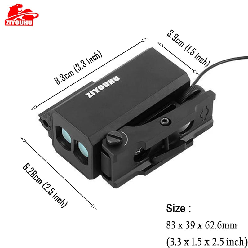 Mini Laser Rangefinder Rifle Scope with Red Dot, Multifunction Tactical Hunting Laser Range Finder, Mount on Gun, 1200m