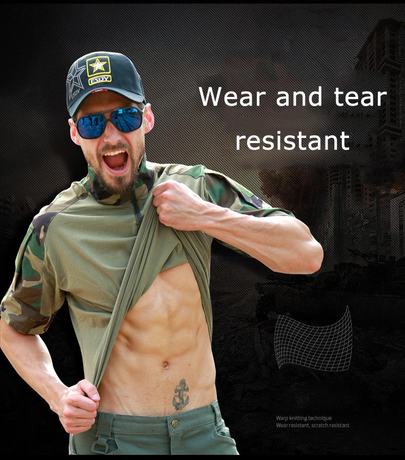 Tactical T-Shirts Men Sport Outdoor Tee Quick Dry Short Sleeve Shirt Hiking Hunting Combat Men Clothing Breathable