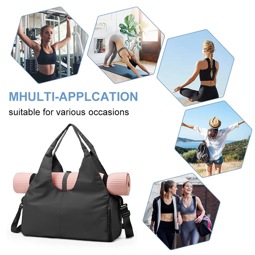 Yoga Mat Gym Bag For Women's Independent Shoe Compartment Handbags Travel Fitness Tote Bag Large Capacity Swimming Shoulder Bag