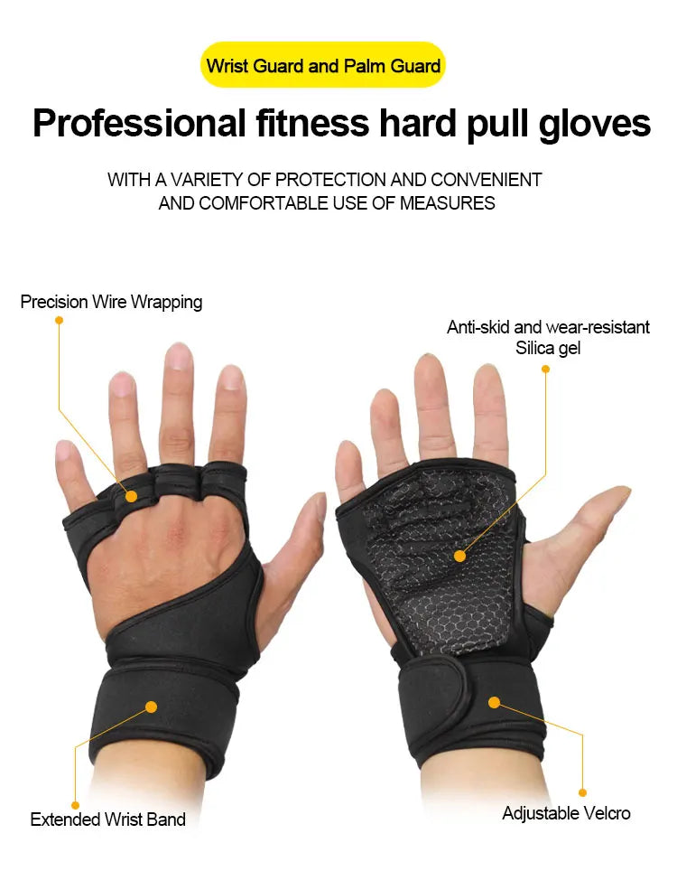 Gym Gloves for Men Women Fitness Weight Lifting Wristband Gloves Body Building Training Sports Exercise Cycling Glove Shockproof
