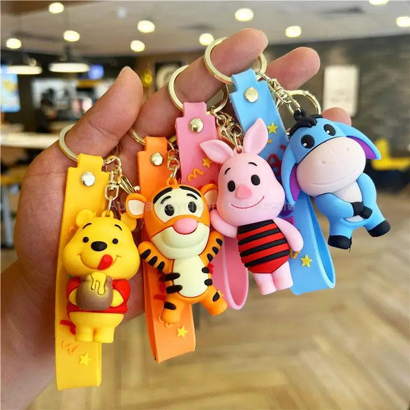 New Cartoon Anime Disney Keychain Mickey Mouse Minnie Lilo & Stitch Doll Keyring Ornament Key Chain Car Pendant Kids Toys Gift