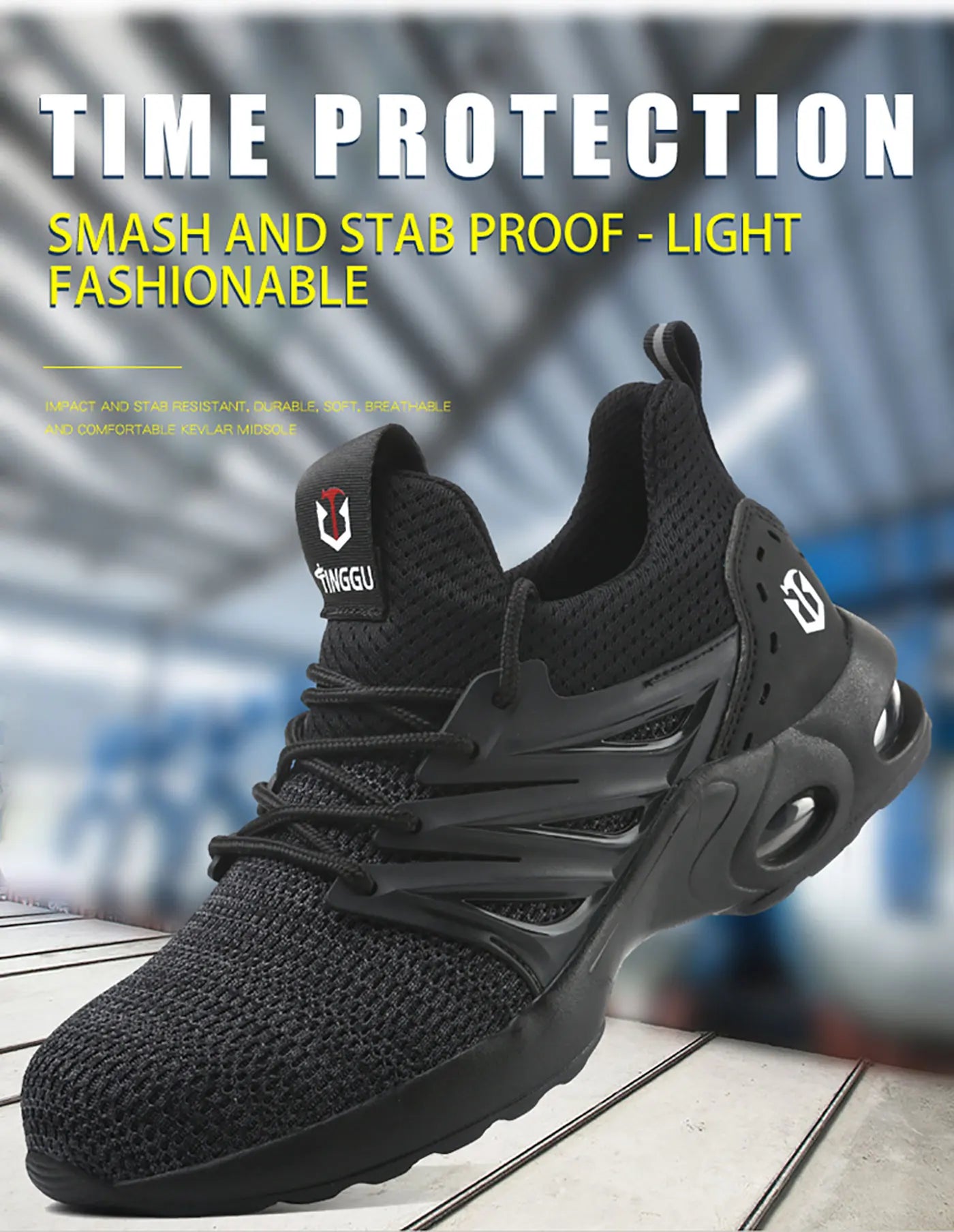 Safety shoes are anti smashing, anti piercing, lightweight, soft, comfortable, breathable, and protective work shoes