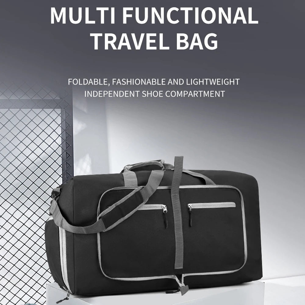 Gym Bag with Shoe Compartment Carry On Luggage Travel Bag Sports Bag Duffle Bag for Men and Women Foldable and Expandable
