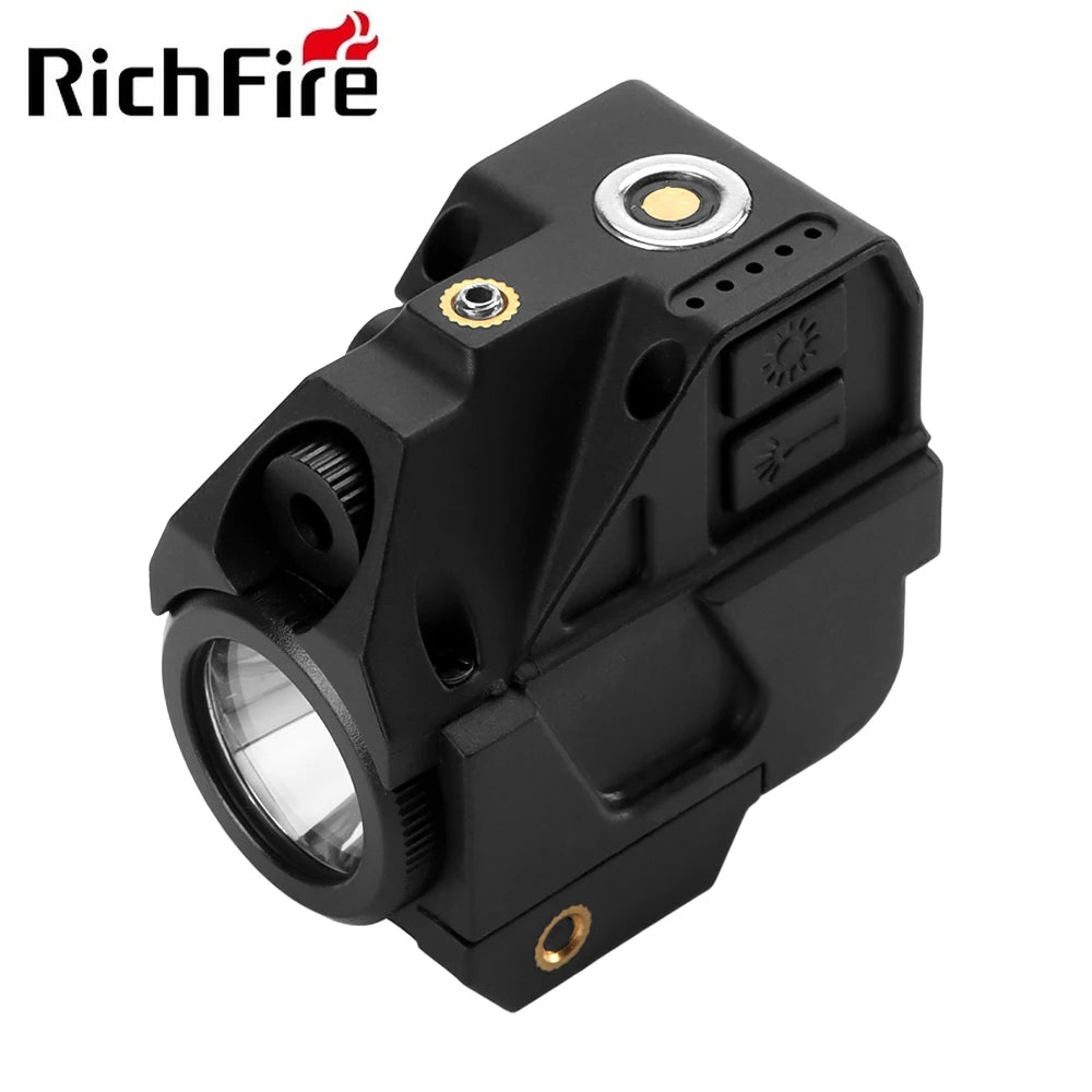 Richfire Police Flashlight 600LM and Laser Combo Sight Pistol Magnetic Charging Torch with Built in Lithium Battery