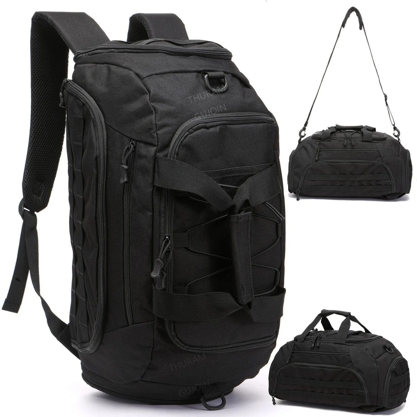 Gym Backpack with Shoe Compartment Convertible Duffel Sling Bag for Men Women Weekender Overnight Bag 3-in-1 Tactical Travel Bag