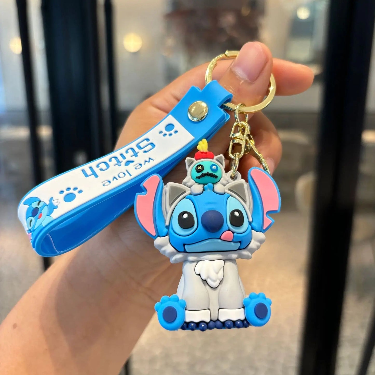 Wholesale Anime Disney Keychain New Mickey Mouse Minnie Lilo & Stitch Doll Keyring Ornament Key Chain Car Pendant Kid Toys Gifts
