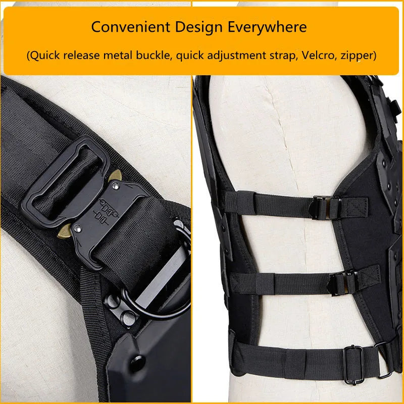 Tactical Gold Steel Vest Military Combat Vest Men's Tactical Hunting Vest Army Adjustable Armor Outdoor CS Training Vest Airsoft