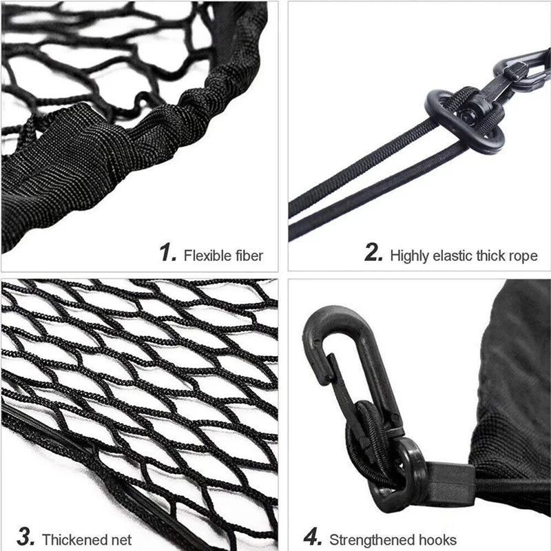 Universal Large Car Cargo Net Nylon Elastic Mesh Luggage Cargo Storage Pickup Tidy Net for Van SUV Truck Mesh Network Pocket