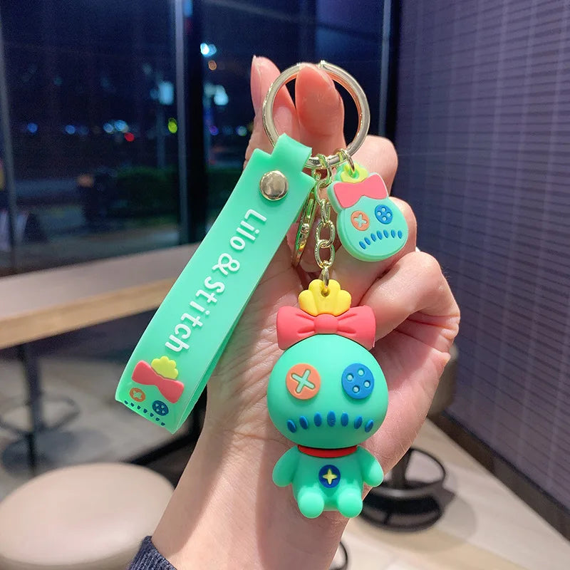 New Cartoon Anime Disney Keychain Mickey Mouse Minnie Lilo & Stitch Keyring Key Chain Car Pendant Kids Toys Gift Wholesale
