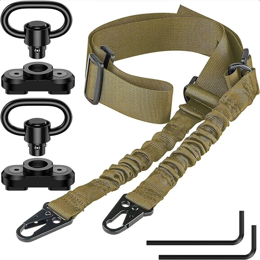 Gun Sling Two Points Rifle Sling with Length Adjuster Multi-Mission Sling Strap Outdoor AR AK Rifle Universal Gun QD sling