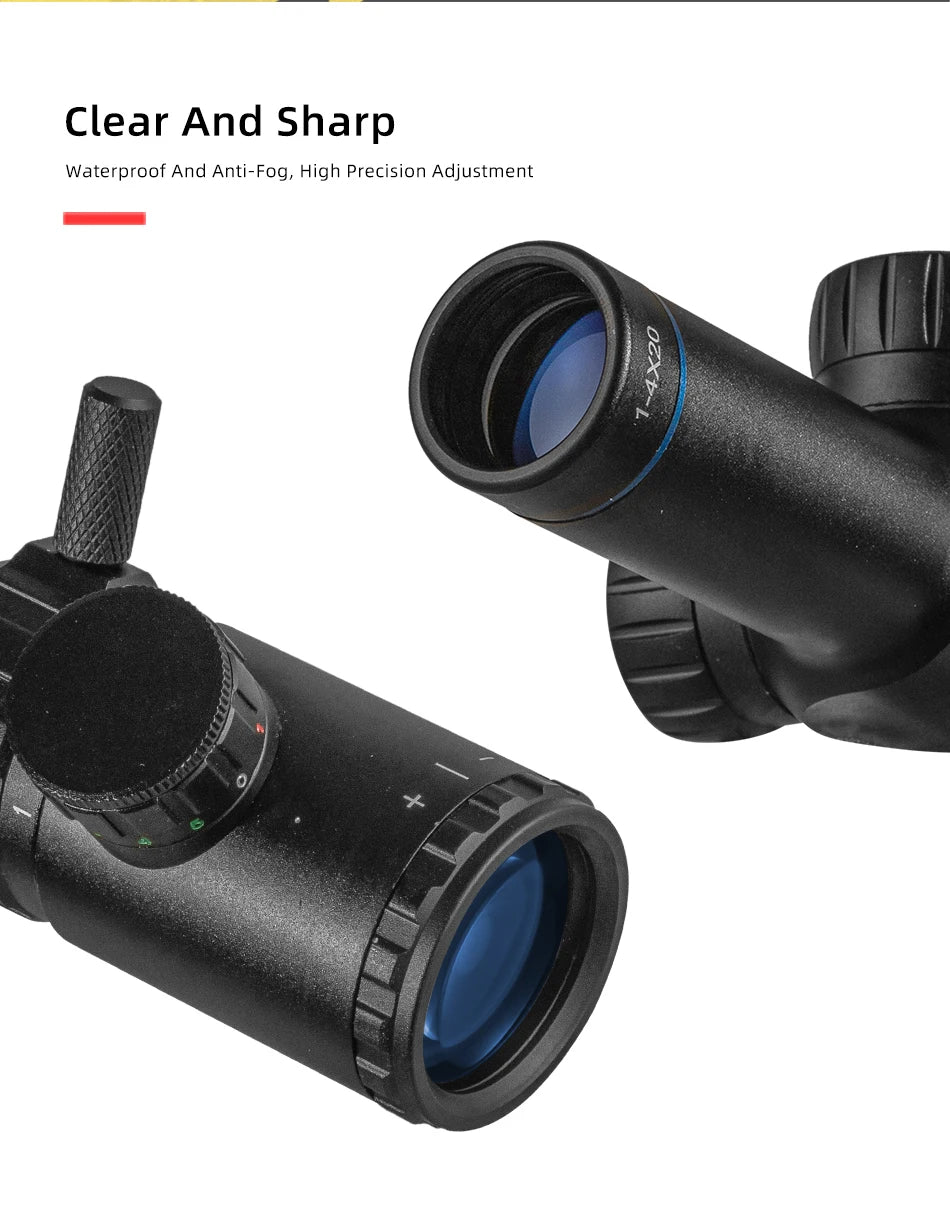 FIRE WOLF 1-4x20 Rifle Scope Green Red Illuminated Riflescope Range Finder Reticle Rifle Scope Air Rifle Optical Sight Hunting