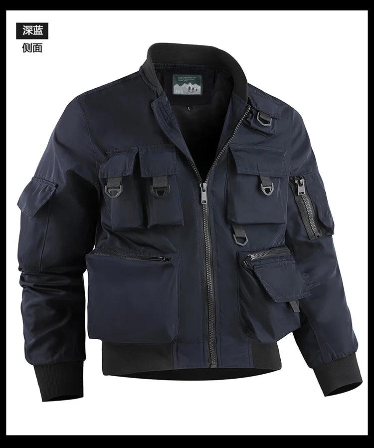 Tactical Jacket Men Autumn and Winter Casual Versatile Trend Outdoor Safari Style Cargo Coat Windproof Campus Clothing