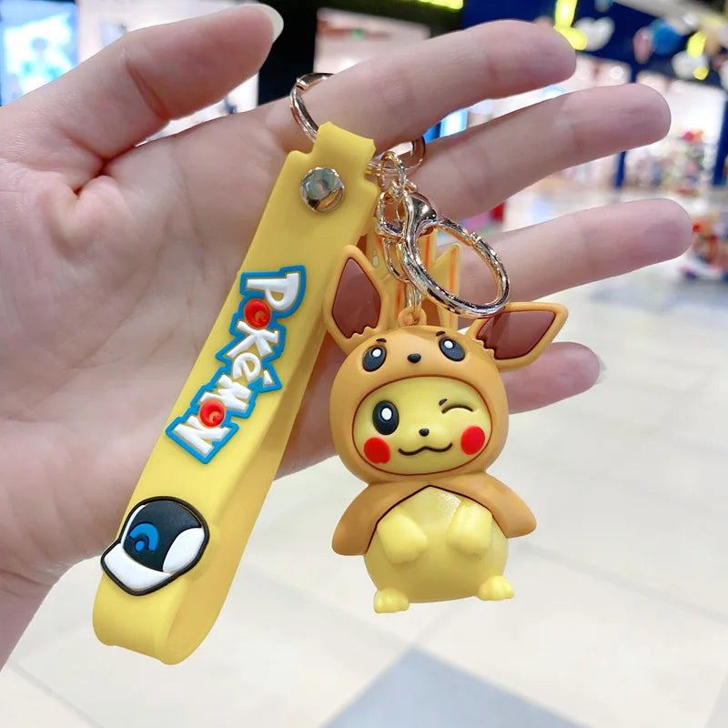New Pokemon Pikachu Keychain Anime Cartoon Key Chain Charmander Psyduck Fashion Bag Keyring Pendant Accessories Toys Kids Gifts