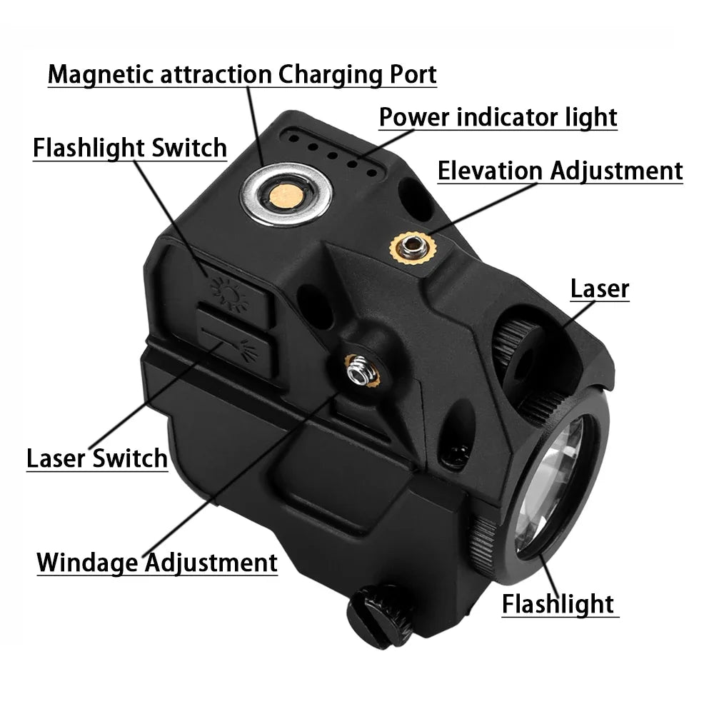 Richfire Police Flashlight 600LM and Laser Combo Sight Pistol Magnetic Charging Torch with Built in Lithium Battery