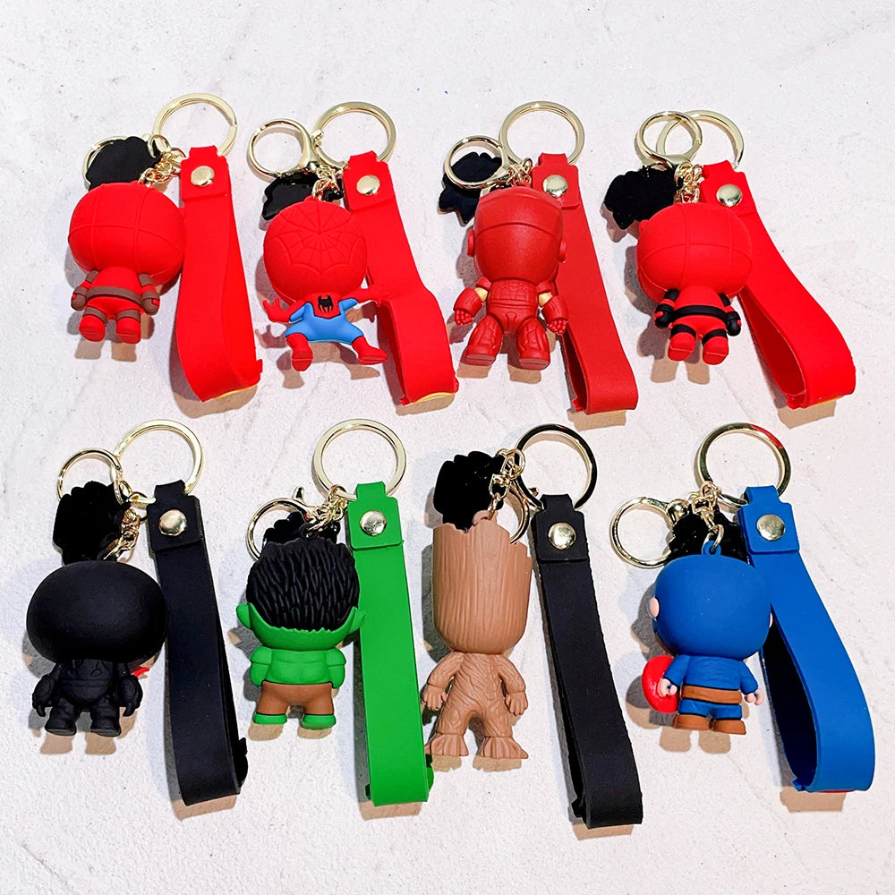 Q Version of The Marvel Series Keychain Cartoon Creative Spider-Man Doll Key Ring Schoolbag Car Key Chain Pendant Student Gifts