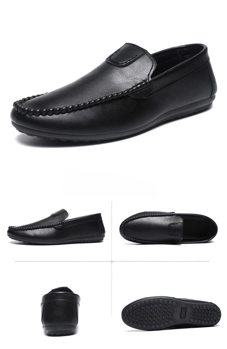 Round Toe Soft Flat Men's Leather Shoes High Quality Fashion Comfortable Designer 2025 Legitimate Luxury Sale Male Casual Shoe