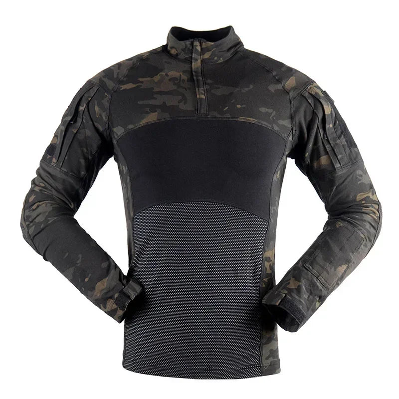 Military Tactical Shirt Men Camouflage Paintball Long Sleeve T Shirt Multicam Cotton Combat Shirts Camo Army T-Shirt