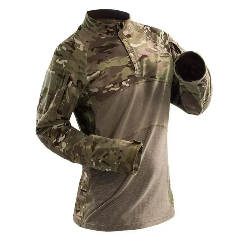 Military Tactical Shirt Men Camouflage Paintball Long Sleeve T Shirt Multicam Cotton Combat Shirts Camo Army T-Shirt