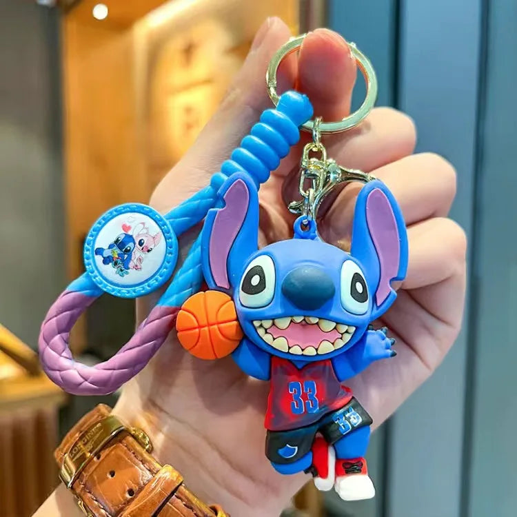 Wholesale Anime Disney Keychain New Mickey Mouse Minnie Lilo & Stitch Doll Keyring Ornament Key Chain Car Pendant Kid Toys Gifts