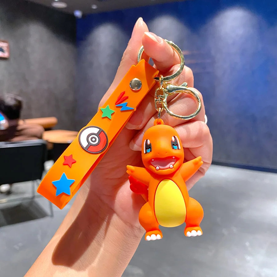 New Pokemon Pikachu Keychain Anime Cartoon Key Chain Charmander Psyduck Fashion Bag Keyring Pendant Accessories Toys Kids Gifts