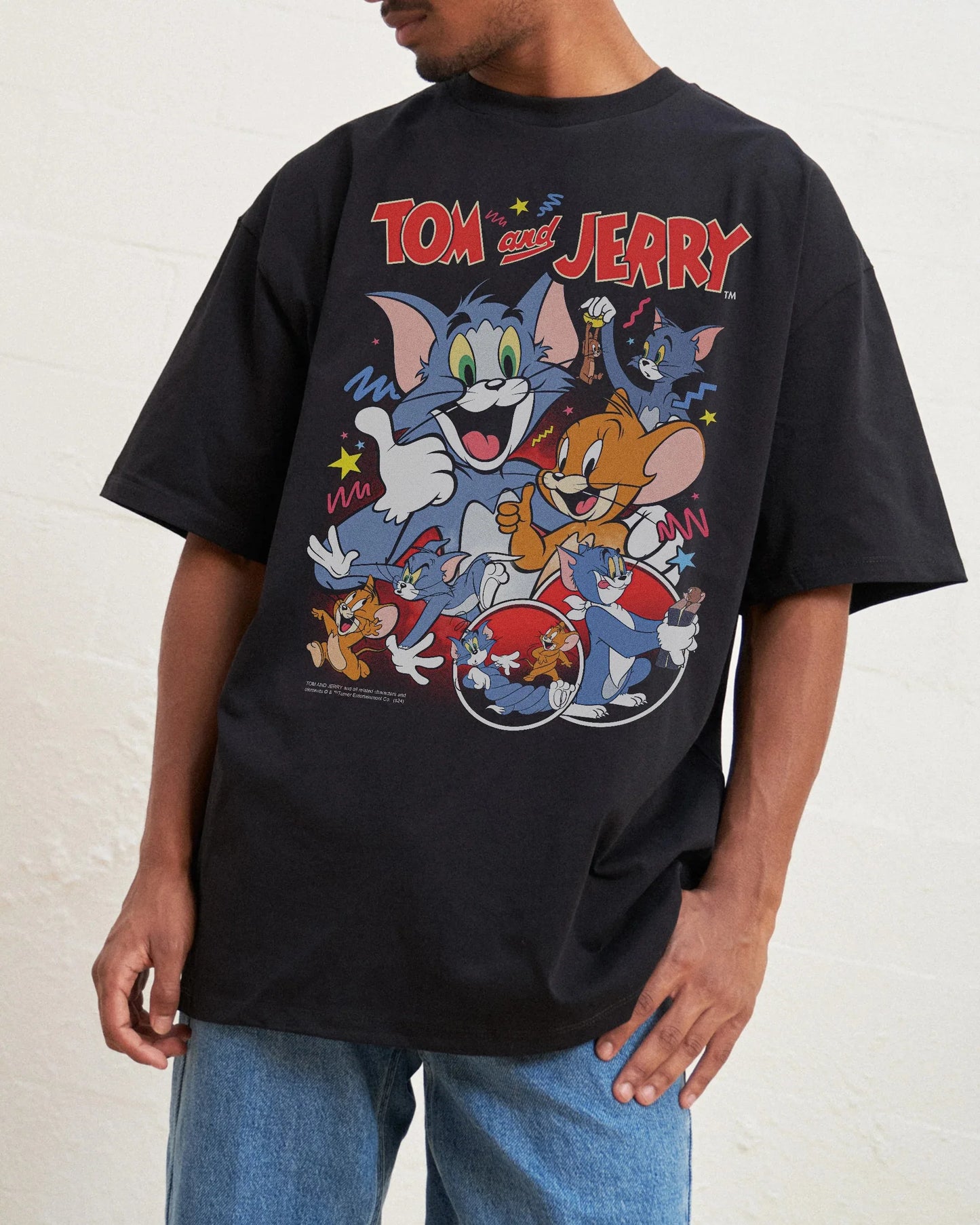 Tom and Jerry Cotton Tee Fun Retro Group Print of Tom Jerry and Friends 100% Pure Cotton for A Nostalgic Look Arrival Tee S-4XL