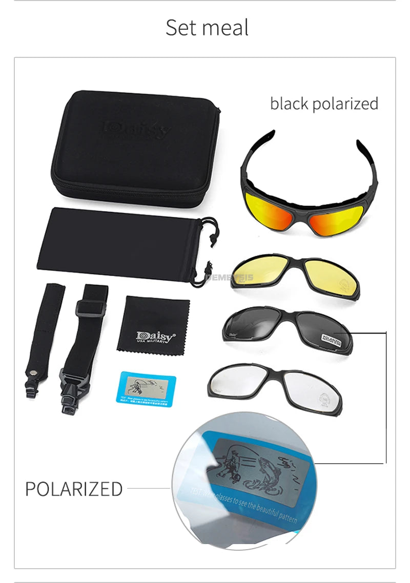 Tactical Glasses Outdoor Safety Polarized Sunglasses UV Protection for Hunting Biking Cycling Hiking Motorcycle Safety Eyewear