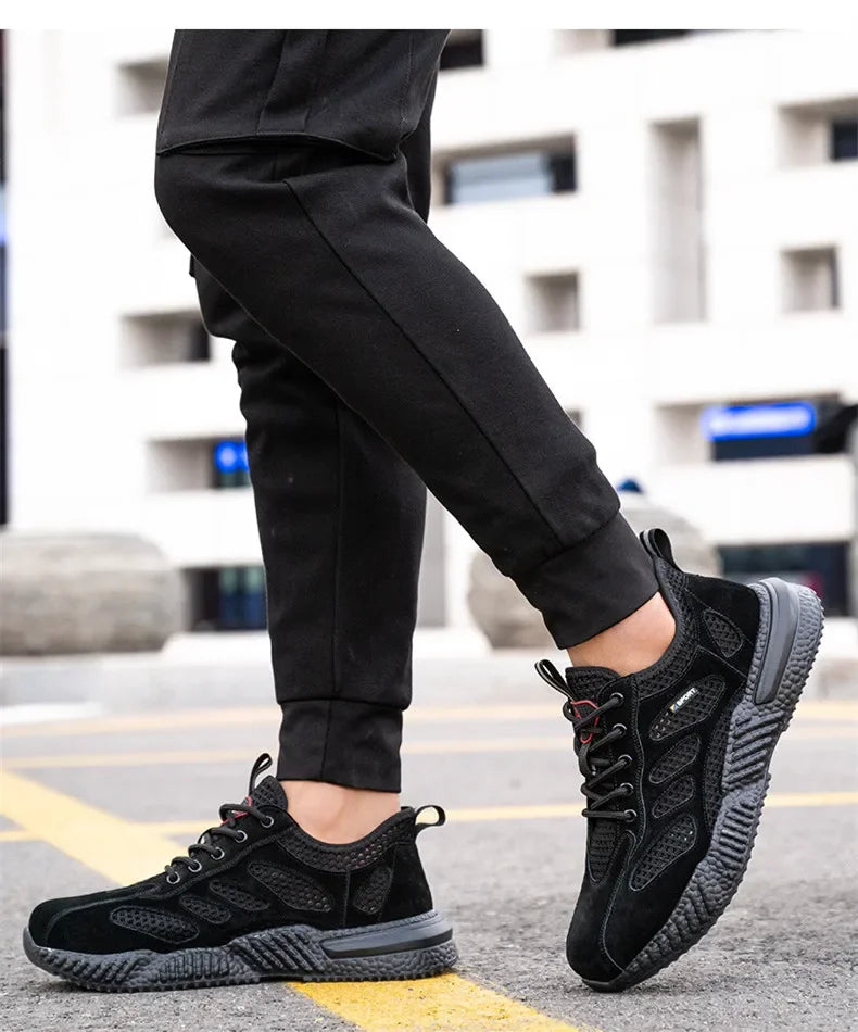 Summer Ssafety Shoes Breathable Lightweight Work Shoes With Steel Toe Anti Puncture Protective Shoe Safety Work Sneakers For Men