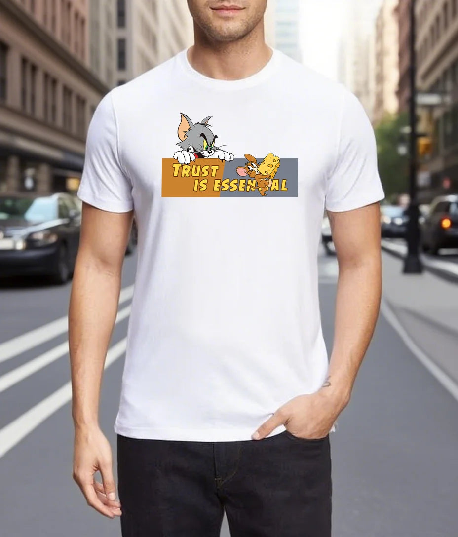 Men's T-shirts 100% Cotton Graphic T-Tom And Jerry Print Tees Y2k Funny New in Tops & Tees Personalized Gifts for Men Streetwear