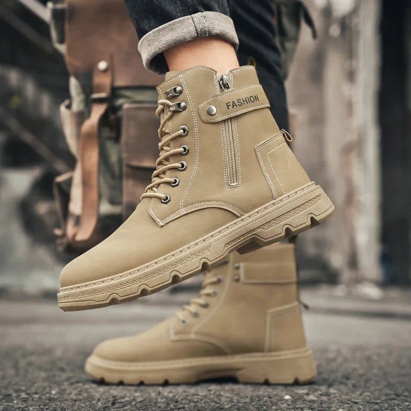 High-top boots, British style, casual and versatile, men's shoes for workwear