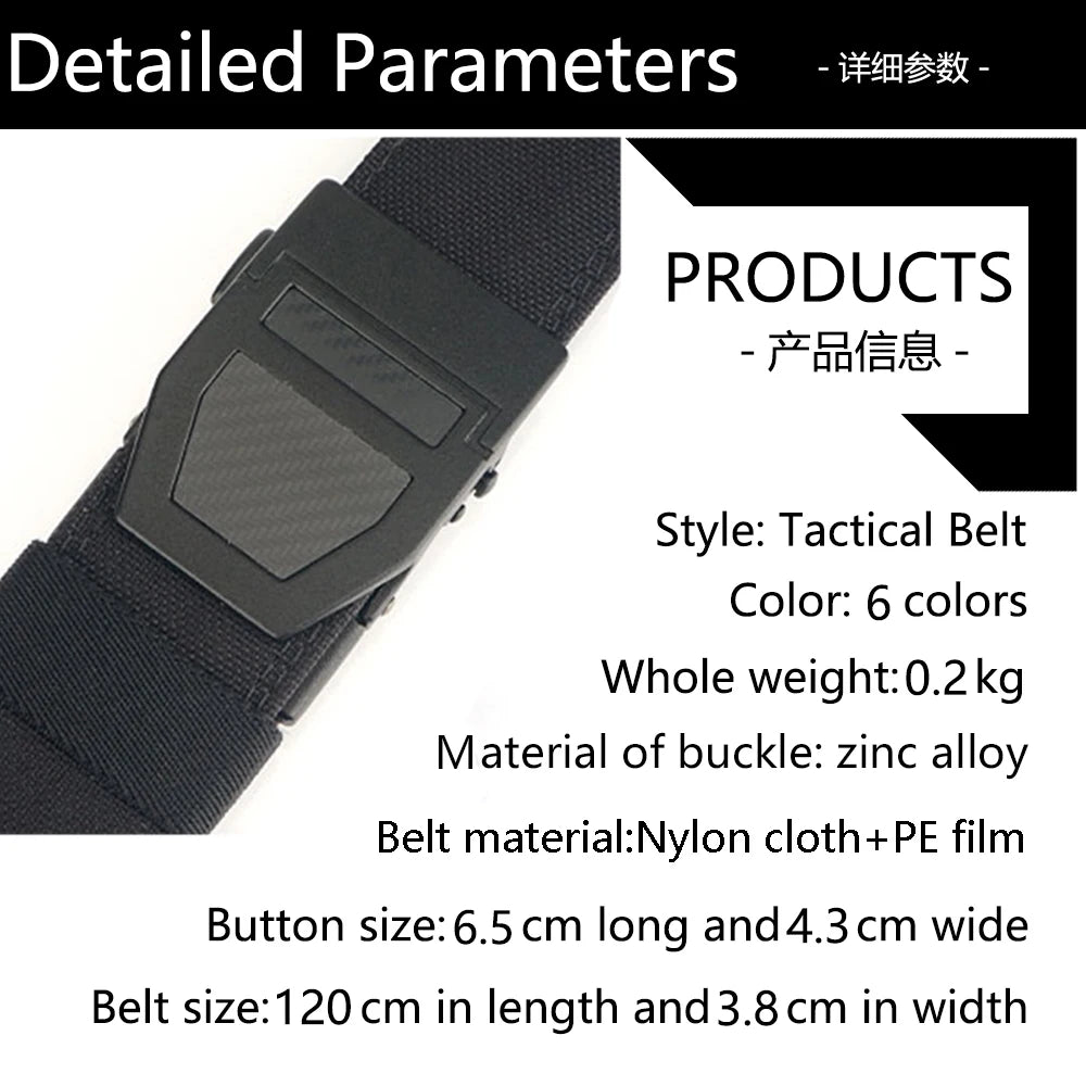 TUSHI Tactical Military Belt for Men Sturdy Nylon Metal Automatic Buckle Police Duty Gun Belt Outdoor Girdle IPSC Accessories