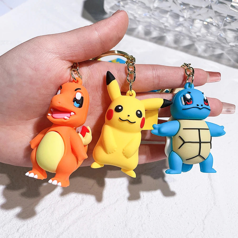 Original Pikachu figurine fashionable cartoon keychain Pokémon anime decorative model toy car decoration children's