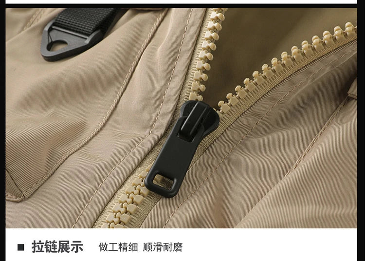 Tactical Jacket Men Autumn and Winter Casual Versatile Trend Outdoor Safari Style Cargo Coat Windproof Campus Clothing