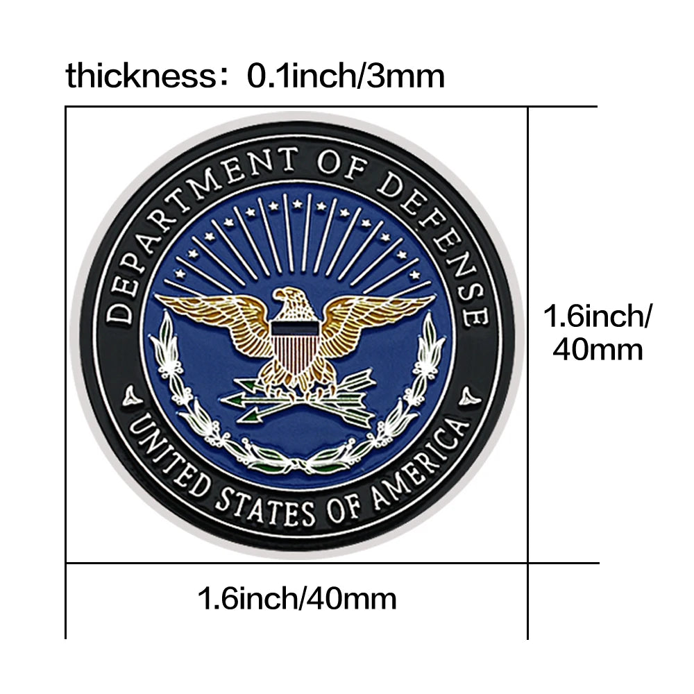 US Department of Defense Army, Navy, Air Force, Marines and Space Force The Penta Gon Silver Coin Military Commemorative Medal