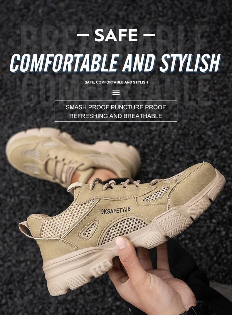 Safety Shoes Men for Work Sneaker Anti-smash Non Slip Work Shoes Steel Toe Protection Shoes Lightweight Breathable Work Boots