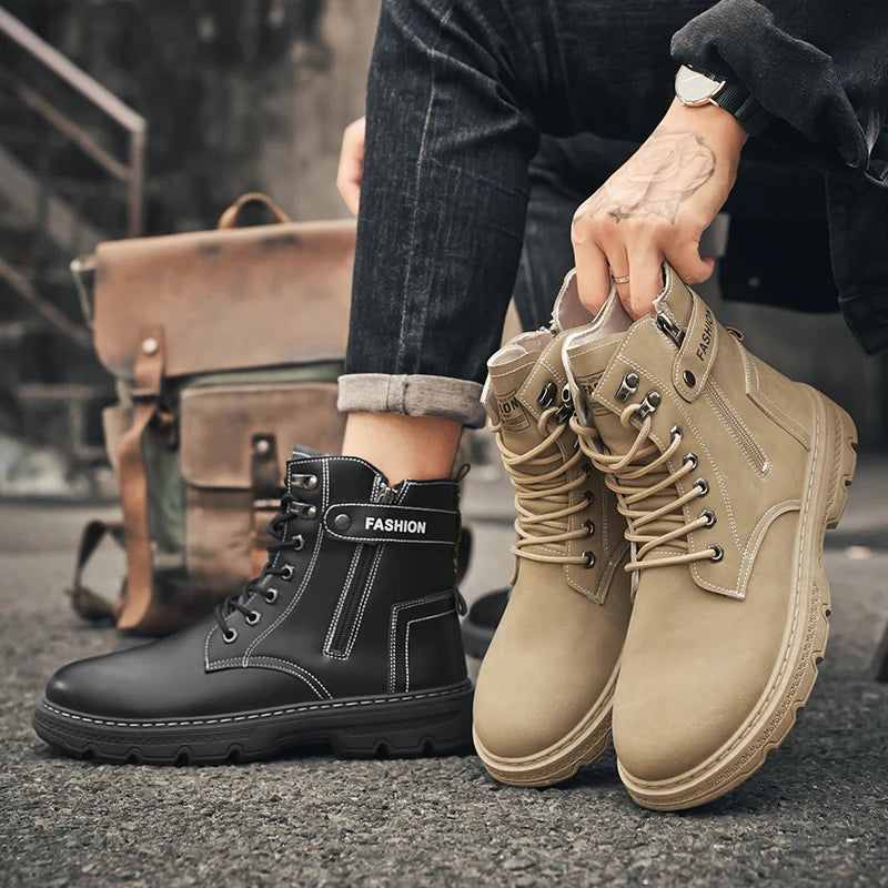 High-top boots, British style, casual and versatile, men's shoes for workwear