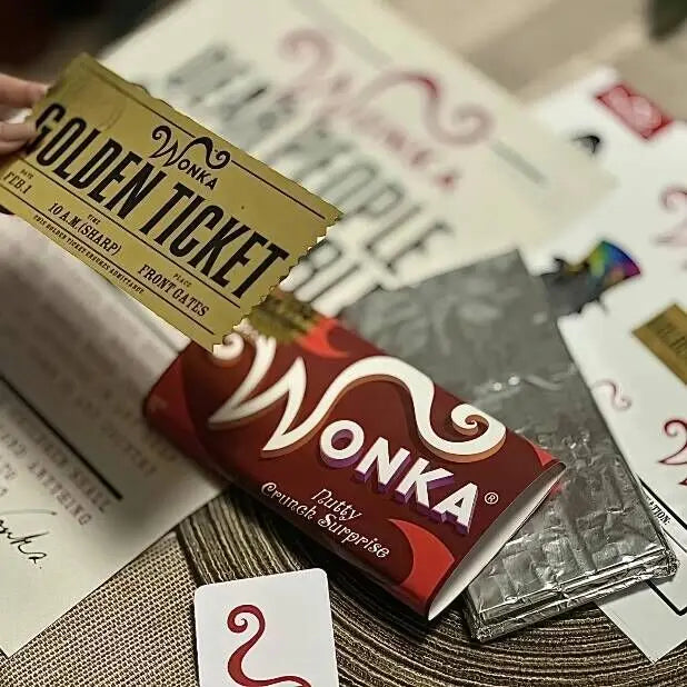 Wonka Charlie Chocolate Golden Ticket Anime Gold Voucher Brooch Pin Badges Metal Pins Bookmark Collection Valentine's Day Gift