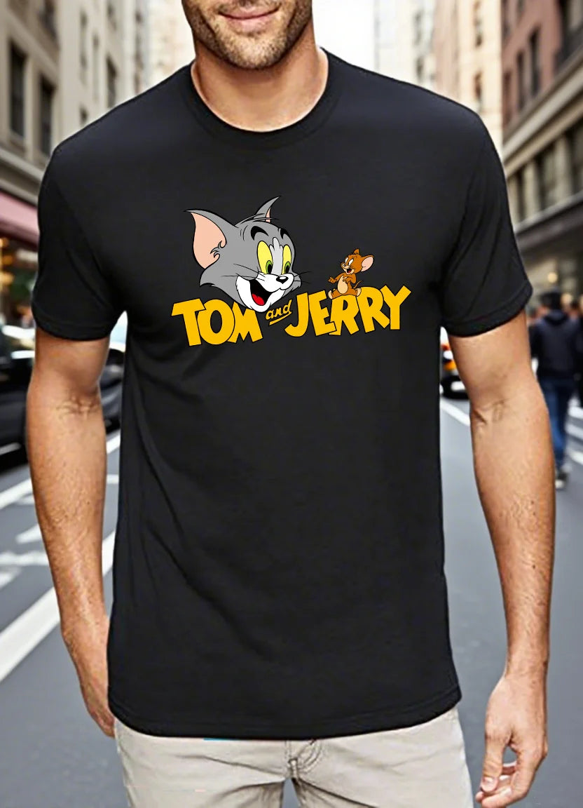 Men's T-shirts 100% Cotton Graphic T-Tom And Jerry Print Tees Y2k Funny New in Tops & Tees Personalized Gifts for Men Streetwear