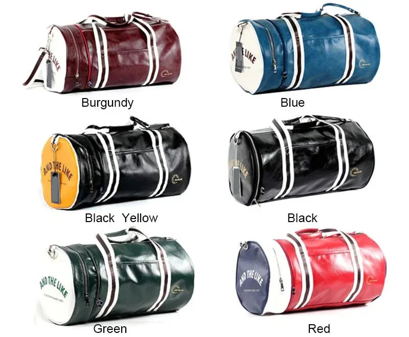 Gym Bag Men and Women Shoulder Bag Messenger Portable Training Basketball Bag Cylinder Travel Bags Sports Leather Handbag Tennis